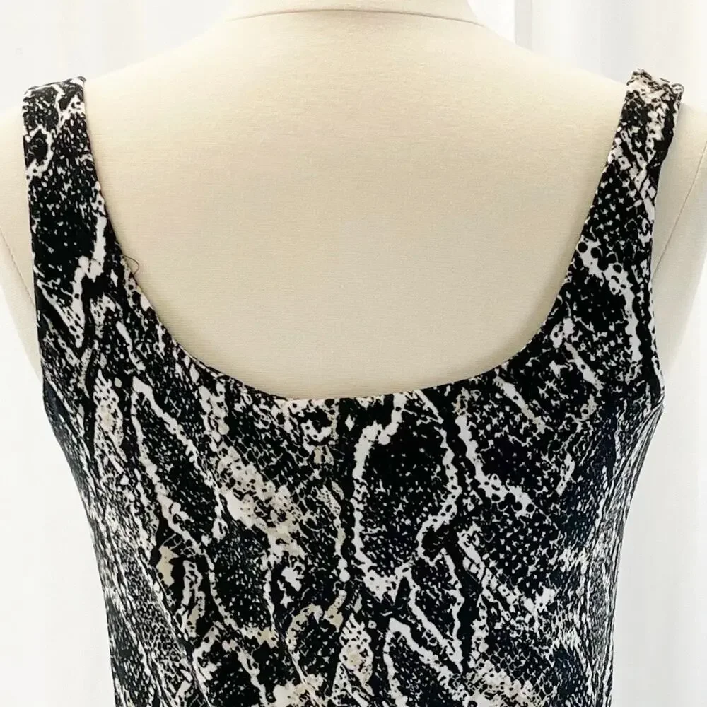NEW Tart Womens XS Snakeskin‎ Print Mini Dress Black Cream Bodycon Stretchy